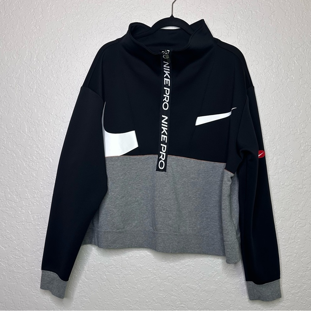 Nike Pro Get Fit Icon Clash Women's Fleece 1/2 Zip Pullover Cropped Size 2x
